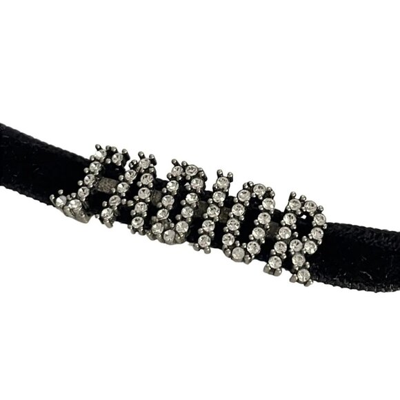 Auth DIOR/ChristianDior J'ADIOR Black Silver Velour Hardware Rhinestones Choker - Picture 1 of 4